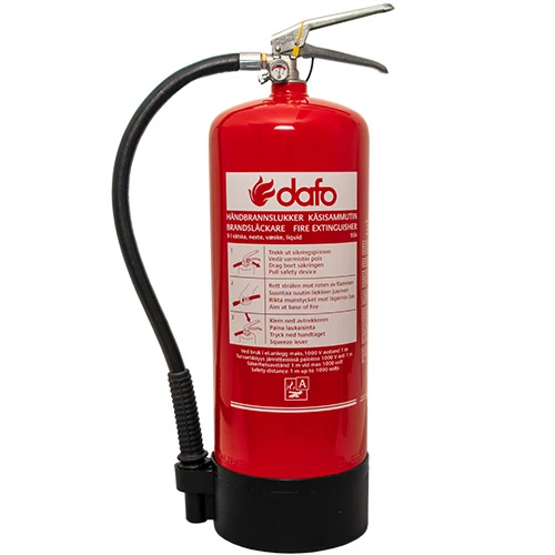 9 liter Dafo vätskesläckare Core är fyllda med vatten och tillsats som förhöjer släckeffekten på A-brand