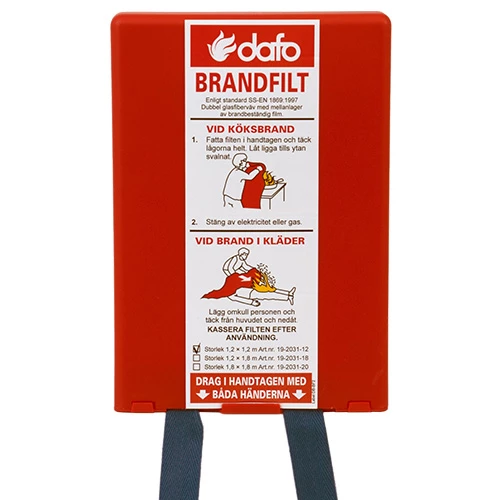 Brandfilt i hårdpack 1,2 x 1,2 m, trelagers