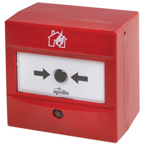 Larmtryckknappen är utformad för att manuellt aktivera ett brand- eller utrymningslarm. Den är tillverkad i röd plast och avsedd för väggmontage. 
